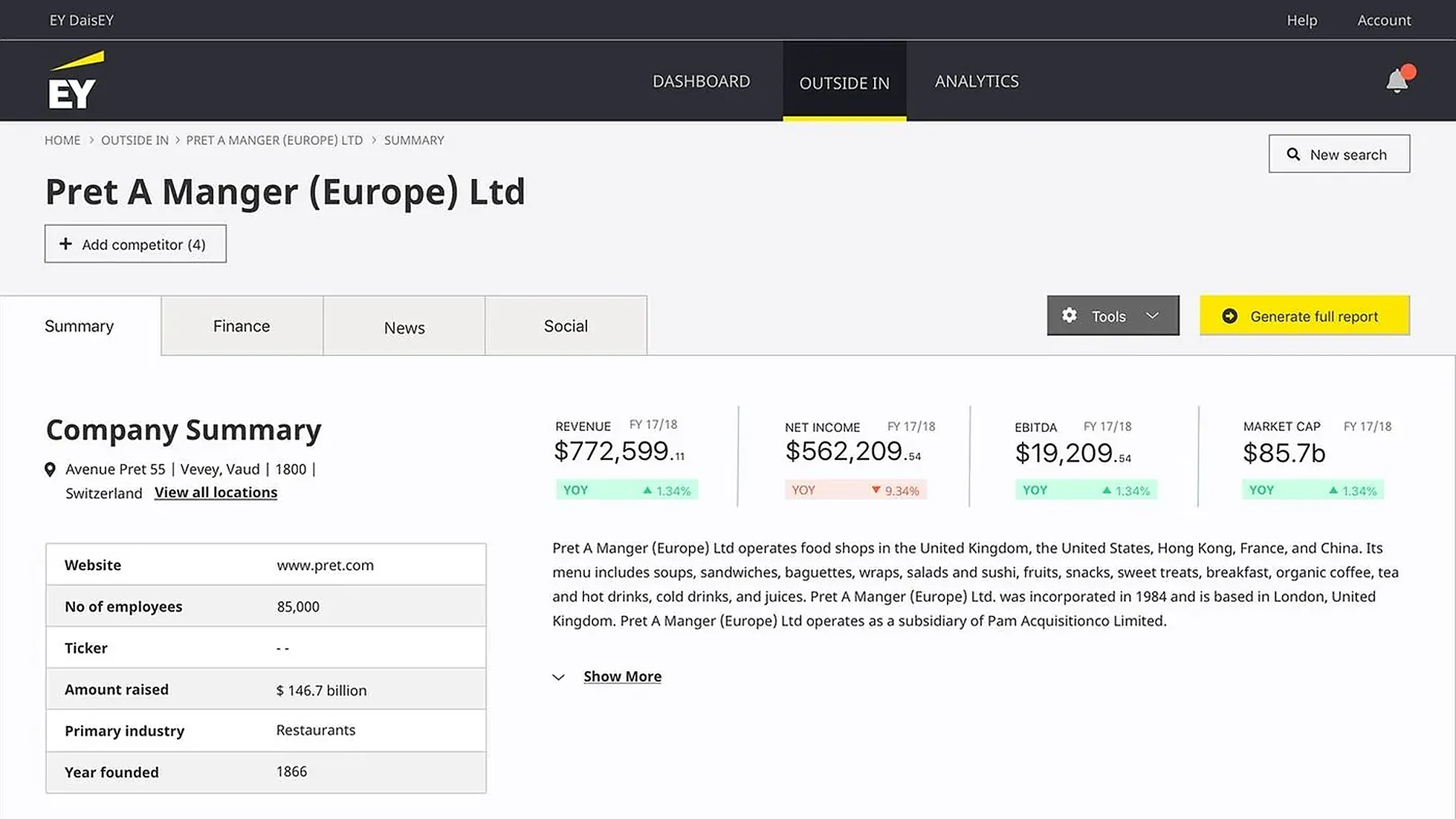 EY due diligence platform, early concept thumbnail